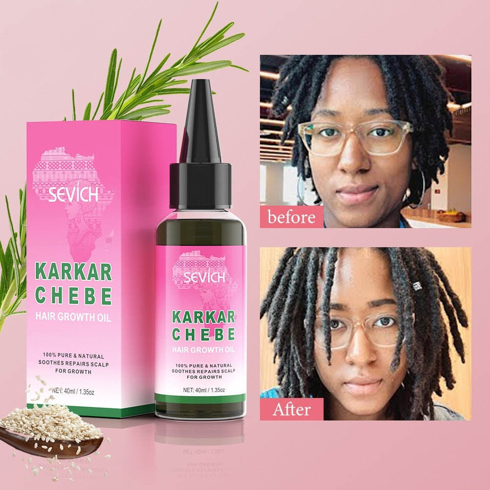 Huile essentielle de soin capillaire Sevich Karkar & Chebe + extrait de plante Romarin Crème coiffante forte pour cheveux denses